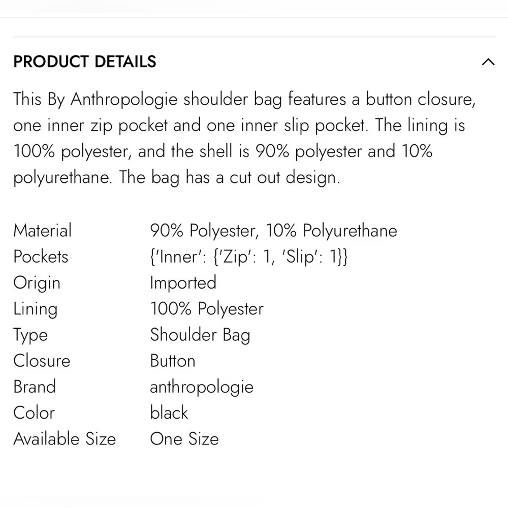 Anthropologie Cuout Shoulder Bag Black faux Suede preowned